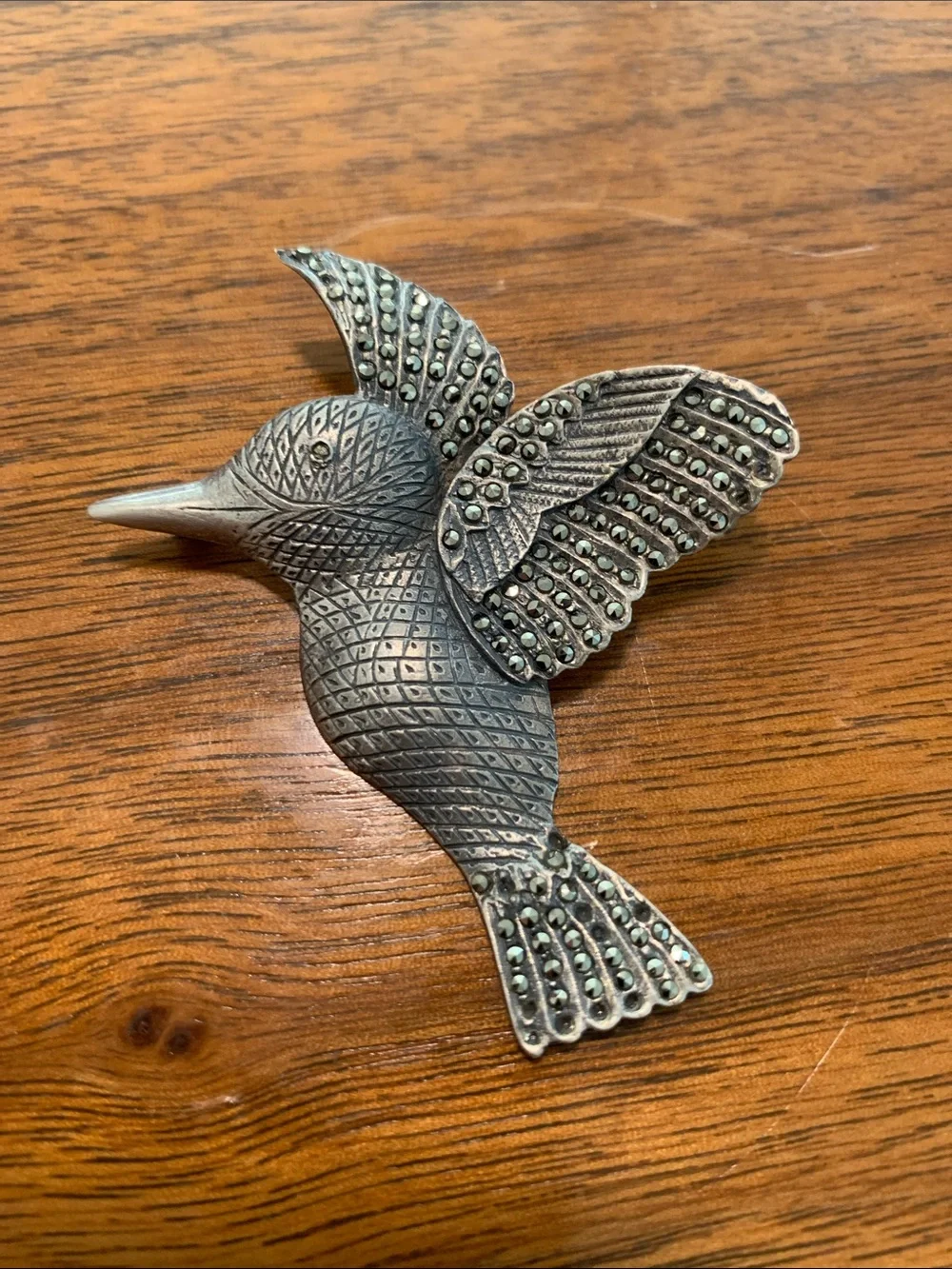 Silver Hummingbird with Marcasite stones